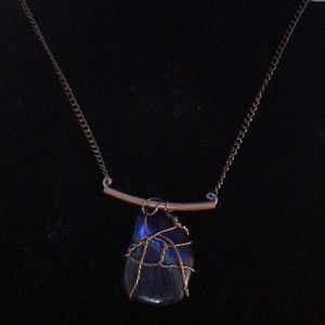 Copper necklace with Titanium Aura Quartz